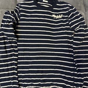 Abercrombie & Fitch Navy and White Striped Shirt